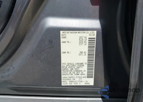 2018 Nissan Altima 2.5 S из США, поврежденный, VIN 1N4AL3AP9JC220140